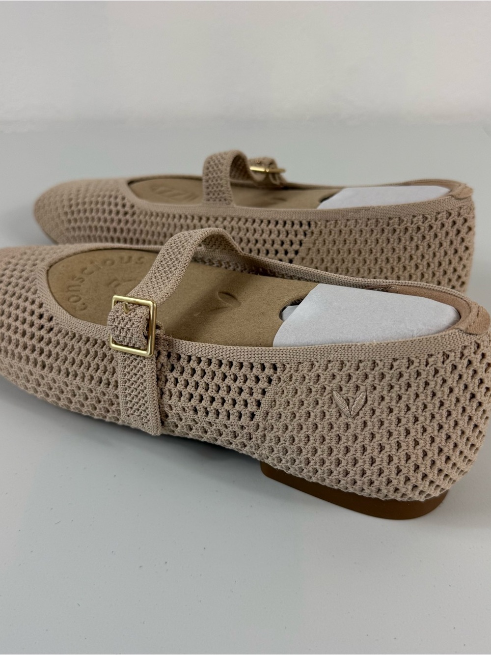 VIVAIA Margot Mary Jane Square Toe Flats Women’s US 7-7.5 Almond Mesh NWB - Picture 5 of 6